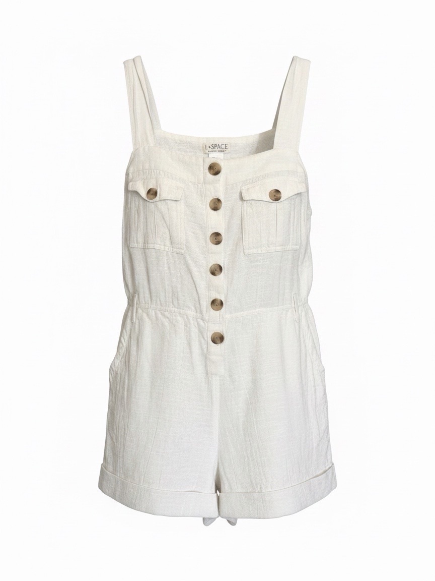 L*Space Button-Front Linen Romper